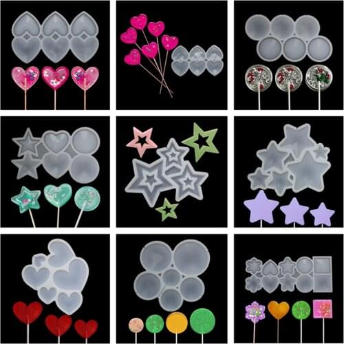 Various Star/Round/Heart Lollipop Silicone Mold Chocolate Candy Cake Moulds for Birthday Cake Decorating Tool Baking Accessories