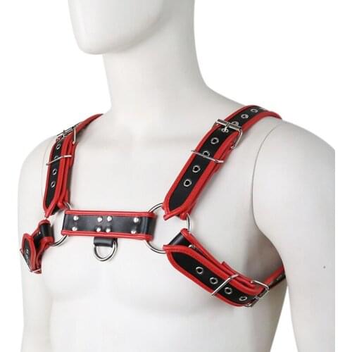 Sexy Men Faux leather lingerie punk gothic body bondage cage strap punk adjustable pin buckled chest harness belt for Male
