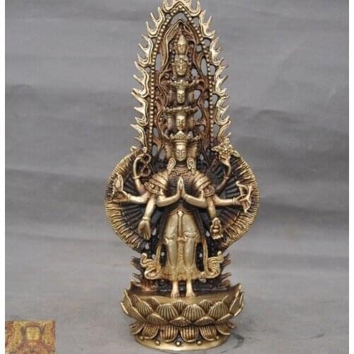 Tibet Buddhism brass copper 1000 arms Avalokitesvara tara Kwan-yin Buddha statue