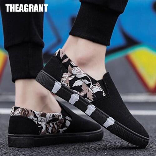 THEAGRANT Shoes Men Spring 2021 Flower Chinese Traditional Canvas Casual Shoes Print Fashion Sneakers Male Shoes MFS3042