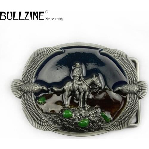 The Bullzine horse driver with eagles belt buckle with pewter finish FP-03297 suitable for 4cm width belt