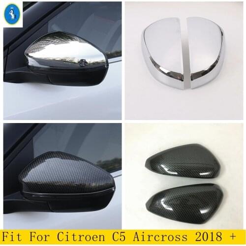 Outside Door Rearview Mirror Decoration Shell Cover Housing Trim Chrome / Carbon Fiber Look For Citroen C5 Aircross 2018 - 2021