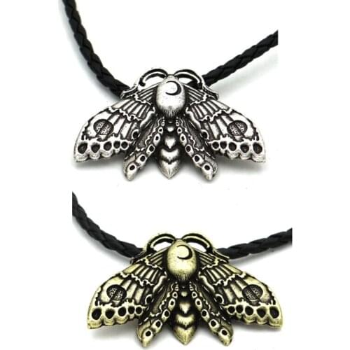 Wiccan Vintage Crescent Moon Death Moth Pendant Insect Hawkmoth Pendant Necklace