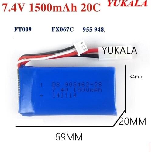 YUKALA FT009 2.4G R/C Racing boat 7.4V 1500 Mah Li-polymer battery