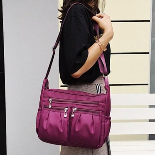 Fashion Casual Version Nylon Diagonal Bag Cross Ladies Large Multifunction Capacity Waterproof Shoulder Bag Solid Color Bag