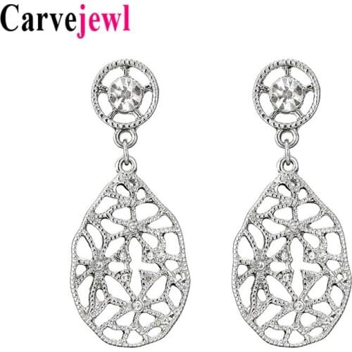 Carvejewl Drop dangle Earrings metal round irregular tear drop rhinestone earrings for women girl jewelry unique fashion earring