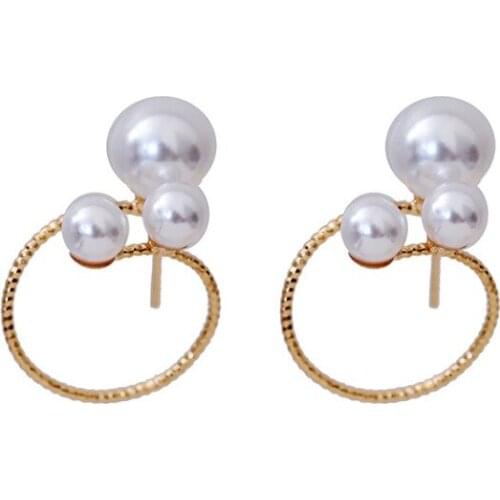 Punk Women Girls Big Circle Round Simulated Pearl Stud Earrings Fashion Geometric Statement Jewelry Gifts