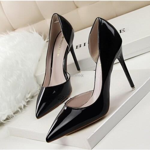 2021 New Womens Pumps Fashion Women High Heels Shoes Patent Leather Stilettos Women Shoes Sexy Pumps Ladies Shoes Plus Size 43