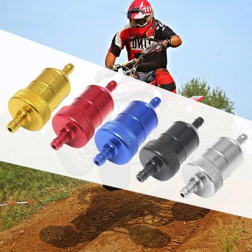1 Pcs 8mm 5/16'' Universal Chrome Aluminum Inline Fuel Filter For Motorcycle Scooters Quads ATV Etc 40 Micron Filter Element