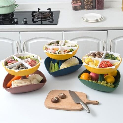 1Pc Creative Double Layers Drain Basket Kitchen Food Organizer Vegetable Fruit Storage Holder