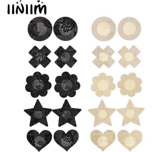 US STOCK 10pcs Womens Lace Disposable Pasties Nipple Cover Self-Adhesive Breast Nipple Cover Stickers for wedding dress Intimate