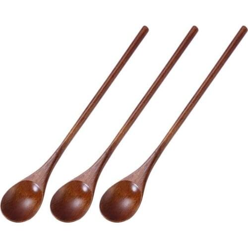 3 Pieces Eco Friendly Natural Wooden Spoon Set for Eating Mixing Stirring Cooking Coffee Demitasse Tea Dessert