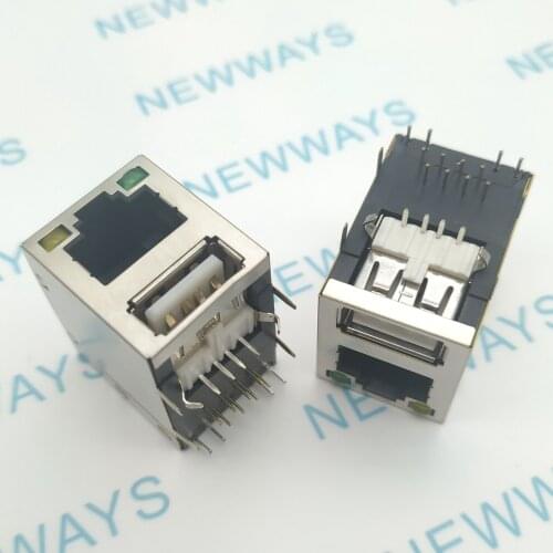 50Pcs/Lot With Lamp Rj45 Network Socket Connector With Usb Socket Double Socket