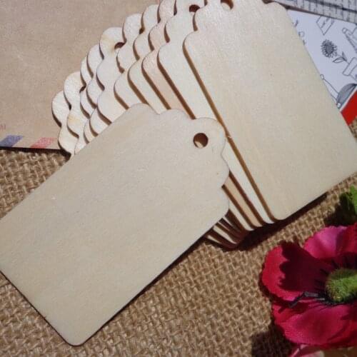50pcs Unfinished Blank Wooden Hanging Tags Labels Wood Gift Tag Party DIY Decor Blank Price Hang Tag Gift Wrapping Supplies