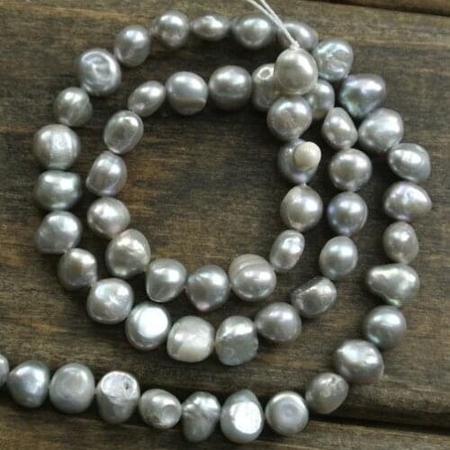 6~7mm Silver Color Nugget Shape Freshwater Pearl Beads 15.5'' Gray Beads For Jewelry Making Beads 5 Strands/lot