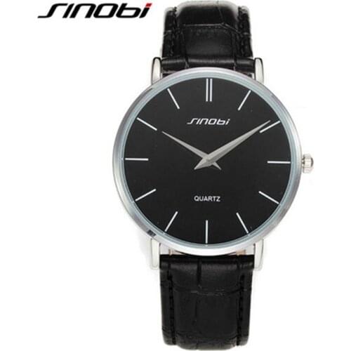 SINOBI Top Brand Quartz-Watch Men Genuine Leather Business Watches Waterproof 30M Watch Male Hour montre homme relogio masculino