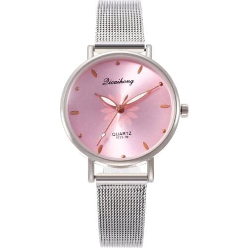 Watches For Women 2020 Luxury Brand Silver Stainless Steel Strap Petal Dial Pink Fashion Ladies Dress Watch Montre Femme Clock