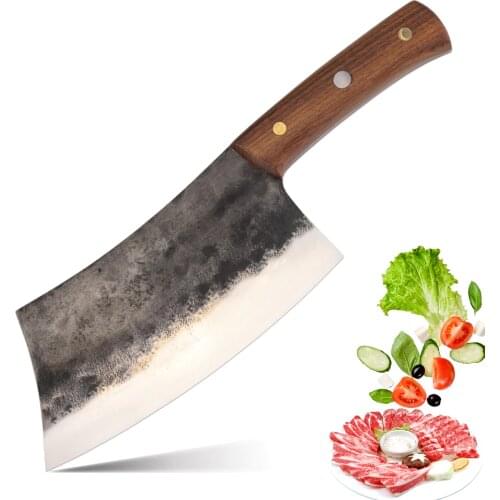 DENGJIA Chinese Handmade Carbon Steel Vegetable Knives and Slicing Knife Color Solid Wood Handle Kitchen Meat Cleaver
