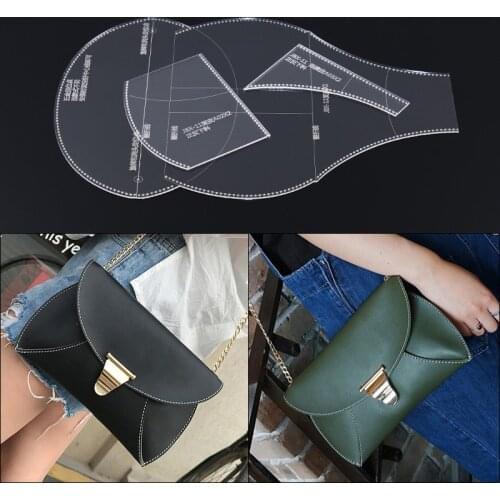 DONYAMY 1 Set Handmamde Shoulder Bag Template Clear Acrylic Leather Pattern DIY Hobby Leathercraft Sewing pattern stencils