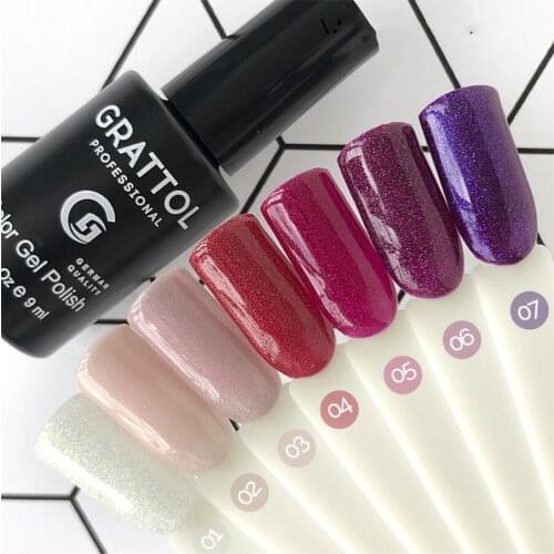 GRATTOL Professional Gel Polish UV LED Opal 02 Varnish Semi Permanent Vernis 9ml Soak Off Nail Art UV Pink Glitter Gel