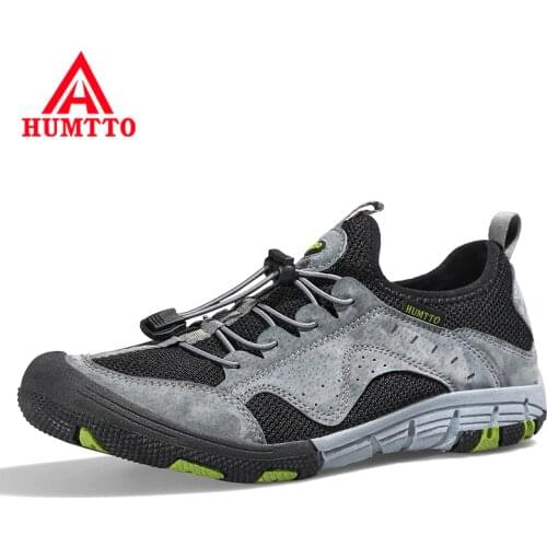 HUMTTO Summer Male Outdoor Climbing Trekking Water Sneakers Hunting Hiking Shoes for Men Leather Breathable Mountai Shoes Mens