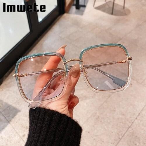Imwete Gradient Square Sunglasses Women Vintage Oversized Sun Glasses Men Brand Designer Trend Colored Glasses Outdoor UV400