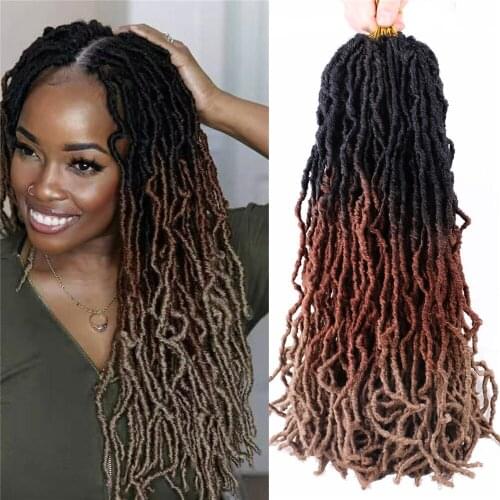 Synthetic Crochet Hair Nu Soft Locs 18 Inch Goddess Faux Locs Crochet Braids Ombre Dreadlocks Hair Extensions For Women