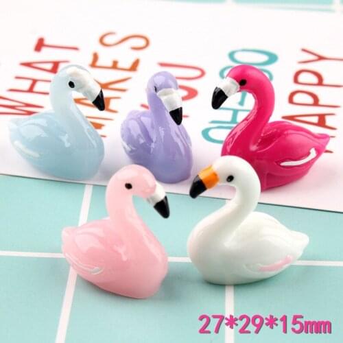 Diy resin cabochon accessories diy ornaments decorative material animal swan Keychain pendant charm Clay beads 40pcs 27*29mm