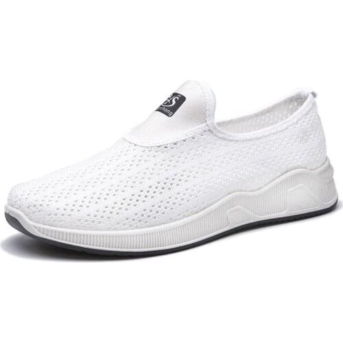 Chinese cloth shoes mens shoes classic walking shoes new net shoes lazy one pedal breathable mesh casual shoes middle-aged and
