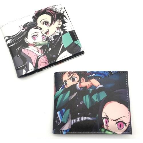 Demon Slayer: Kimetsu No Yaiba Kamado Nezuko Tanjirou Short Wallet Card Holder Money Bag Cosplay PU Coin Purse Gift