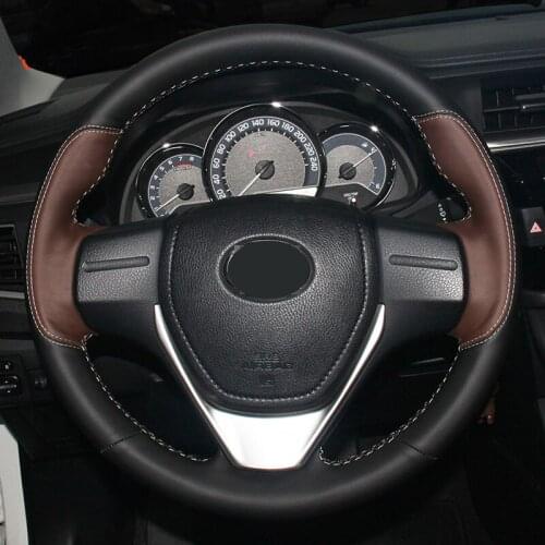 For Toyota Highlander Carola Camry Levin REIZ RAV4 Hand stitch leather steering wheel cover Non-Slip superior quality grip cover