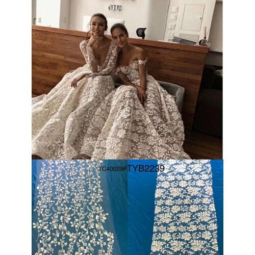 Popular Embroidery lace fabric African pattern french net lace for wedding dress 5 YARDS