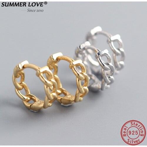 Summer Love Trendy Hollow Chain Hoop Earrings 925 Sterling Sliver Simple Design Circle Statement Earrings Jewelry Dropshipping