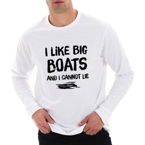 TARCHIA 2021 I Like Big Boats Print Plus Size New Brand T-Shirt Eur Size Men Long Sleeve Tee 100% Cotton Homme Free Shipping
