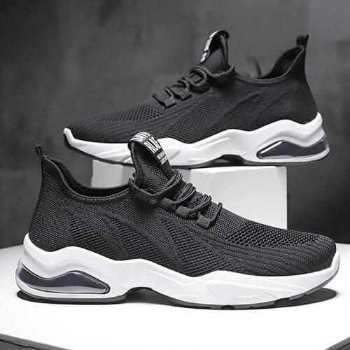 2021 Spring New Tide Shoes Vulcanized Casual Shoes Comfortable Anti-skid Flying Woven Air Cushion Mens Shoes