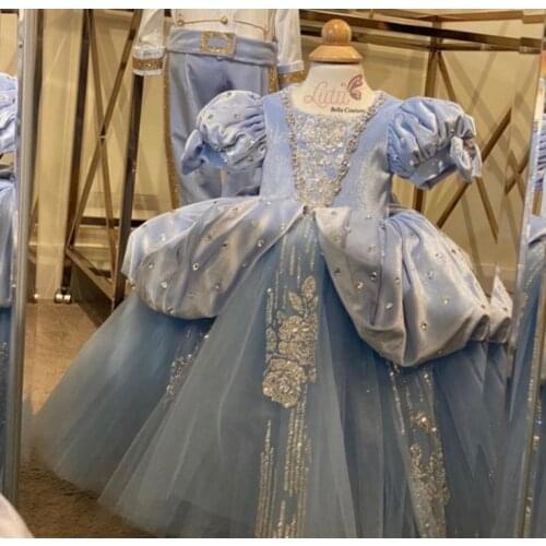 New Cute Infant Baby Girls Birthday Dresses Sequined Puffy Tulle Ball Gown Kids Pageant Gown Special Occasion Dress for Girls