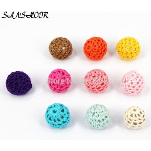 SANSHOOR Christmas Gift 2017 Hot sale Delicate Neon color 14mm Crochet Beads for Diy Necklace MXQ-002AH 100pcs/lot