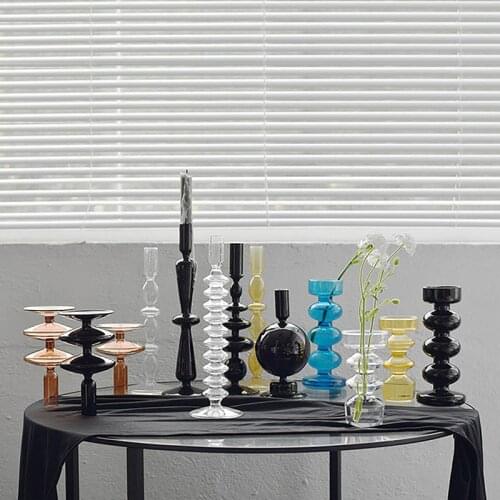 Glass Candle Holders Home Decor Vases European Home Decoration Accessories Candelabra Wedding Table Decoration Candlestick Stand