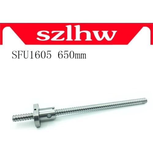 High quality 16mm 1605 Ball Screw Rolled C7 ballscrew SFU1605 650mm with one 1605 flange single ball nut for CNC parts no ends