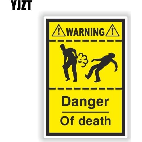 YJZT 8.9CM*13.1CM Warning Danger Of Death Fart Bike Helmet Car Sticker Decal 6-1571