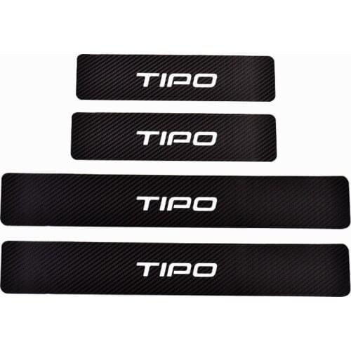 Car Door Sill Scuff Plate Protector Carbon Fiber Pu leather Car Accessories For Fiat Tipo