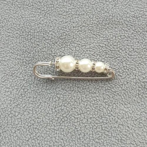 5.7CM Length Women Scarf Stick Pins Charming Crystal Shiny Decorate Swearter Pearl Safety Pin Brooch Pins Jewelry Accessory