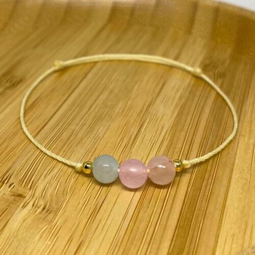 Pink Crystal Bracelets for Women Sweet Girl Natural Stones Gold Plated Beads Accessories Handmade Thread Jewelry Female Gift