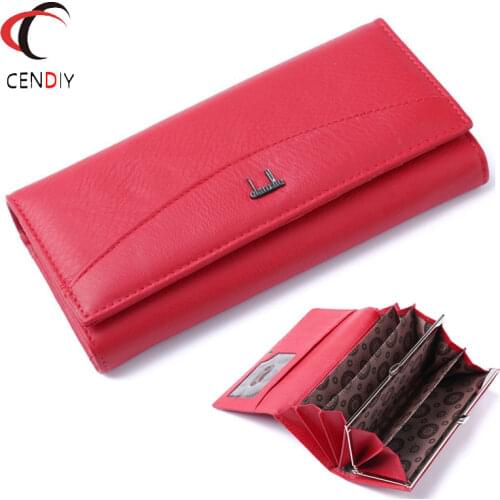 Genuine Leather Women Wallet Female Long Clutch Lady Wallet Portomonee Brand High Quality Money Bag Hasp Cowhide Coin Purse
