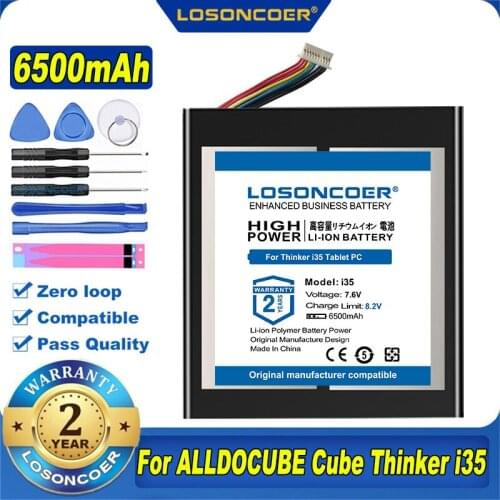 100% Original LOSONCOER NEW 6500mAh Battery For ALLDOCUBE Cube Thinker i35 Tablet PC Kubi 10 Lines+Plug