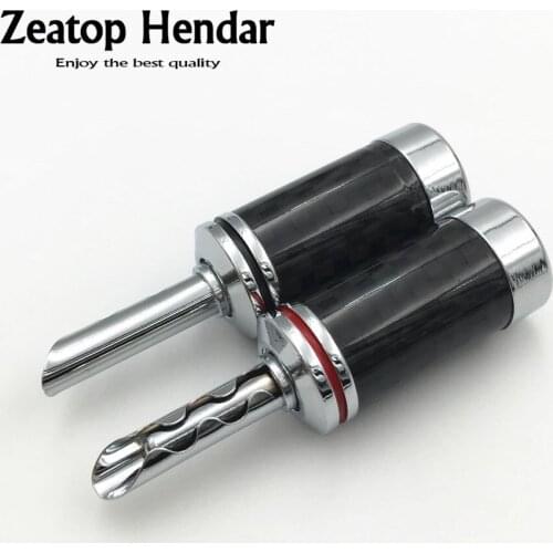 100Pcs HIFI Silver Plated Carbon Fiber Speaker Cable BFA Banana Male Plug Terminal Jack Audio Connector