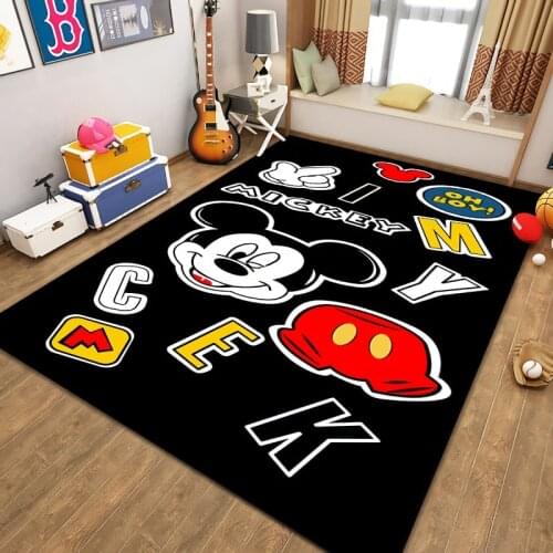 100x180cm Black Mickey Mouse Baby Play Mat Carpet Large Size Non-slip Wear-resisting Washable Living Room Decoration Rugs