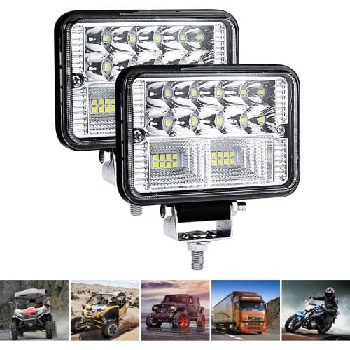 2PCS Car Light Assembly 72W Led Fog Lights for Motorcycles Car Led Light Bar Spot Truck Tractors 26LED Work Light Flood Beam Bar