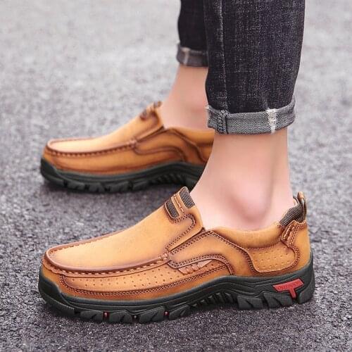 2021 casual shoes mens leather shoes large size outdoor Baotou off-road hiking shoes size 48 spring and autumn new