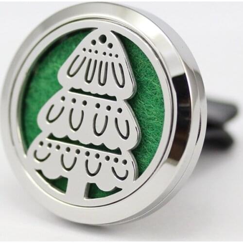 5pcs 30mm Christmas Tree 316 Stainless Steel Car Diffuser Locket Aromatherapy/Essential Oil Perfume Locket Clip for Car